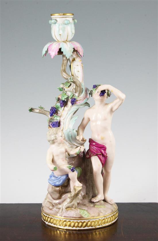 A Meissen figural candlestick, 19th century, 29cm